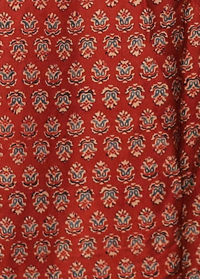 Red Printed Pure Silk Saree Without Blouse Piece