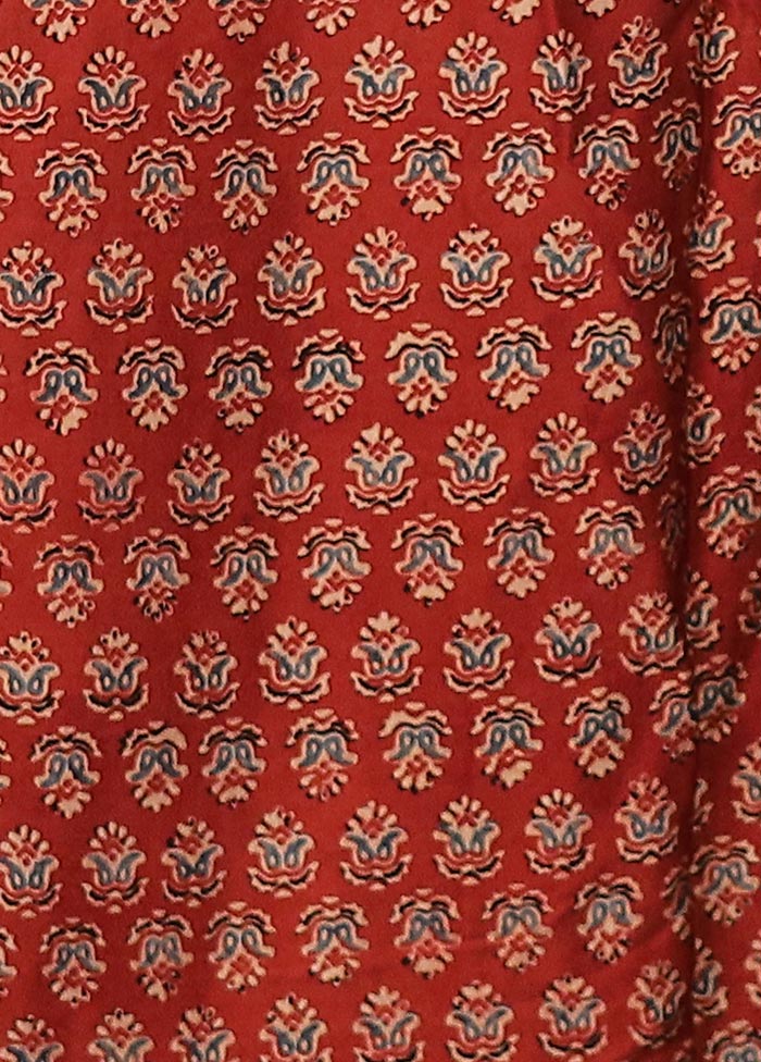 Red Printed Pure Silk Saree Without Blouse Piece