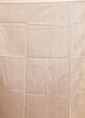 Cream Handloom Tussar Pure Silk Saree With Blouse Piece