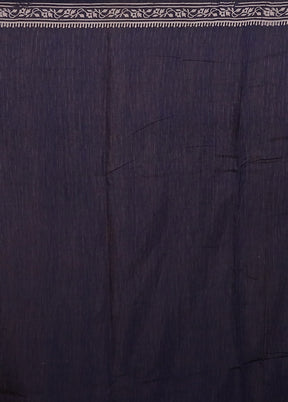Blue Chanderi Cotton Saree With Blouse Piece