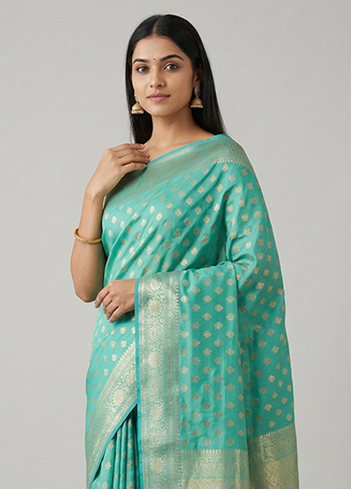 Green Kora Silk Saree With Blouse Piece