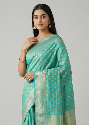 Green Kora Silk Saree With Blouse Piece