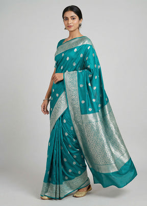 Green Katan Silk Saree With Blouse Piece