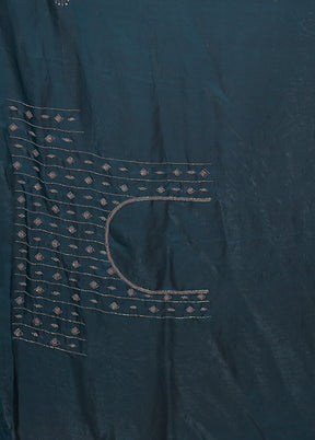 Green Crushed Tissue Silk Saree With Blouse Piece