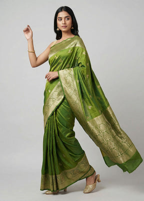 Green Katan Silk Saree With Blouse Piece
