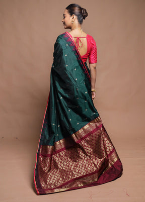 Green Kanjivaram Silk Saree With Blouse Piece