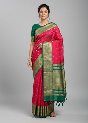 Red Kanjivaram Silk Saree With Blouse Piece