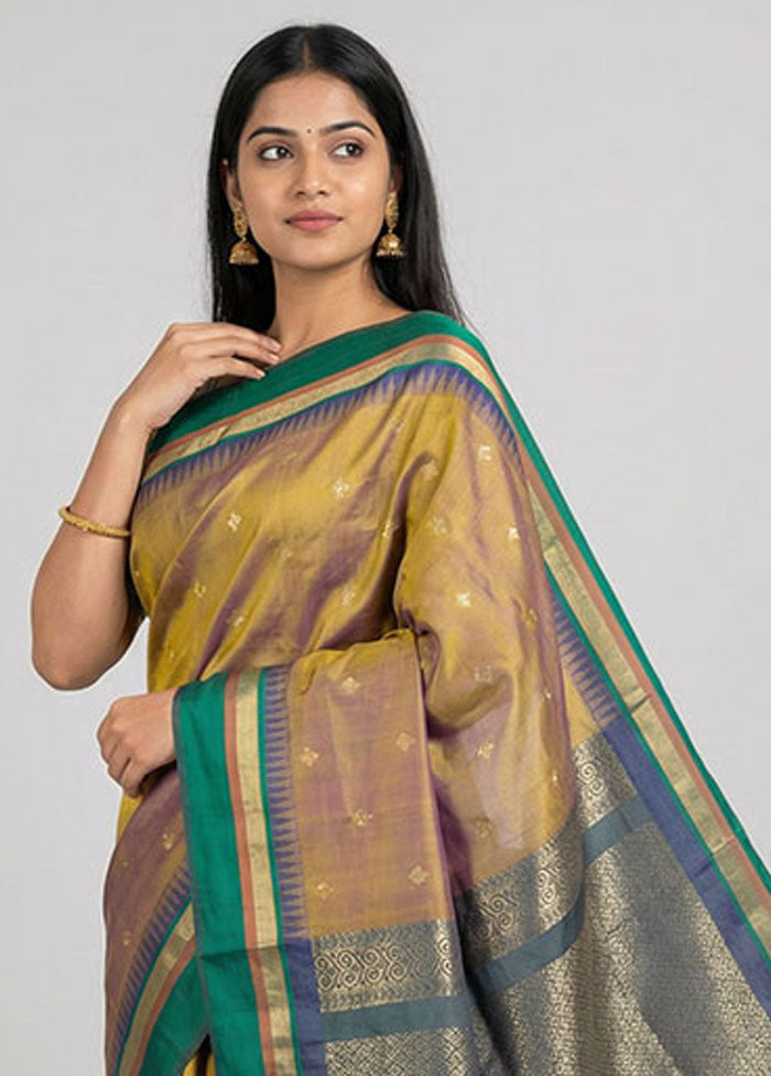 Purple Kanjivaram Silk Saree With Blouse Piece