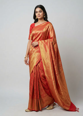 Pink Dupion Silk Saree With Blouse Piece