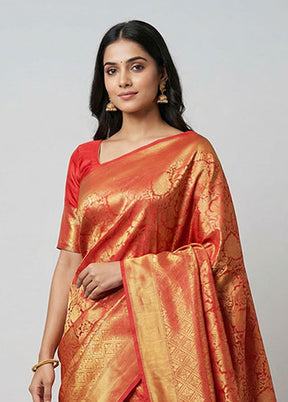Pink Dupion Silk Saree With Blouse Piece