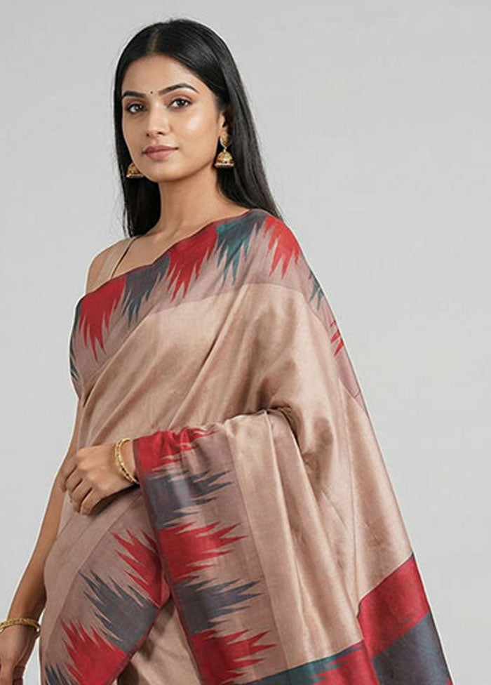 Cream Kanjivaram Silk Saree With Blouse Piece