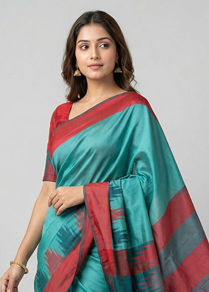 Green Kanjivaram Silk Saree With Blouse Piece