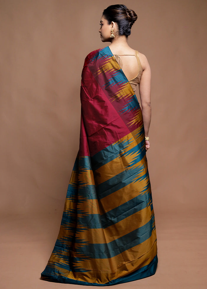 Maroon Kanjivaram Silk Saree With Blouse Piece