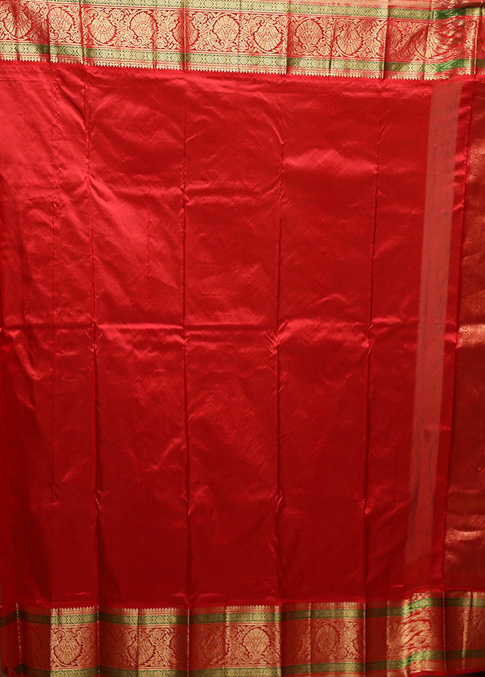 Cream Handloom Kanchipuram Pure Silk Saree With Blouse Piece
