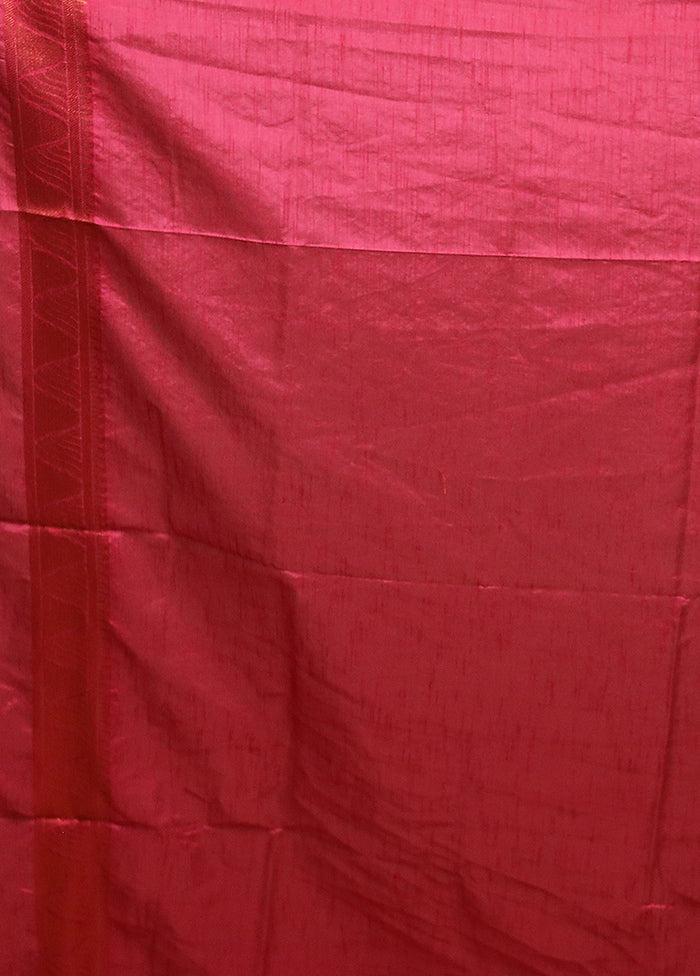 Maroon Dupion Silk Saree With Blouse Piece