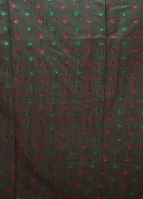 Green Dupion Silk Saree With Blouse Piece