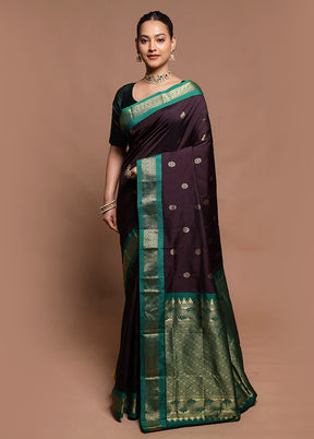 Maroon Kanjivaram Silk Saree With Blouse Piece