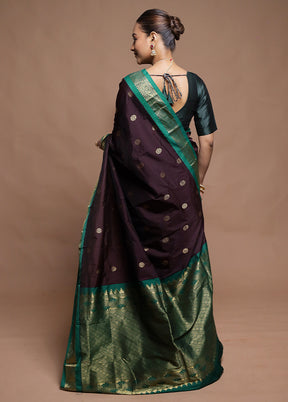 Maroon Kanjivaram Silk Saree With Blouse Piece