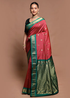 Maroon Kanjivaram Silk Saree With Blouse Piece