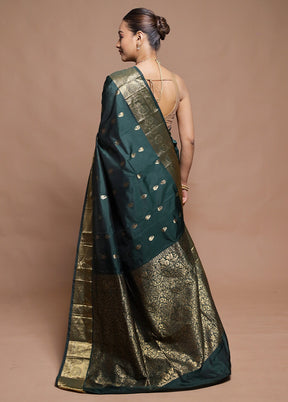 Green Kanjivaram Silk Saree With Blouse Piece