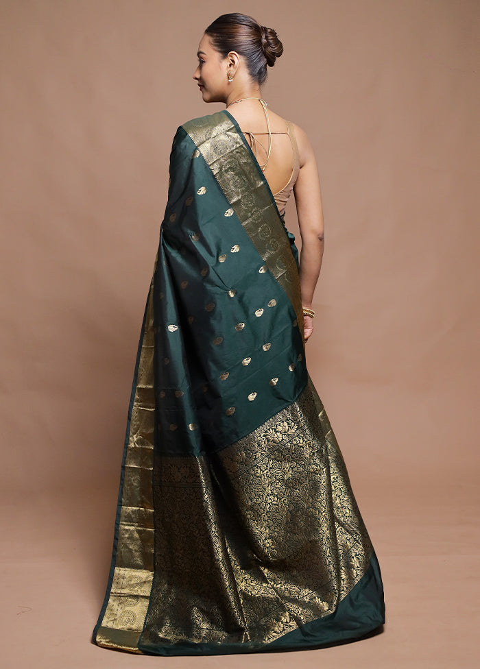Green Kanjivaram Silk Saree With Blouse Piece