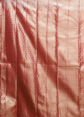 Peach Kanjivaram Silk Saree With Blouse Piece
