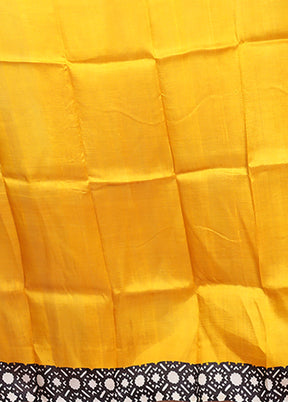 Black Printed Pure Silk Saree Without Blouse Piece