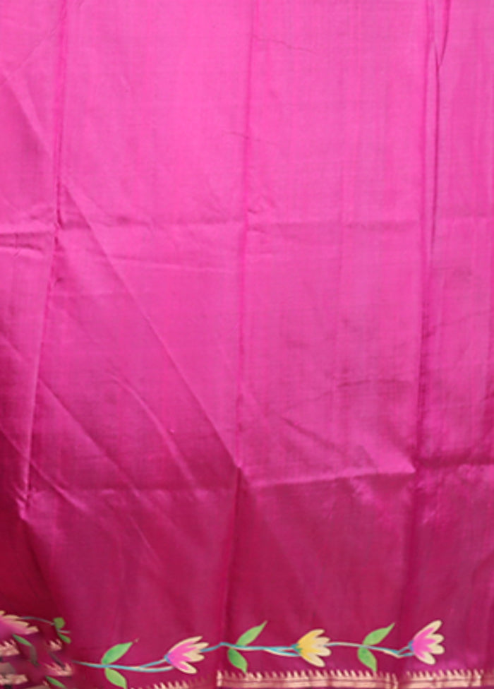 Black Handloom Printed Pure Silk Saree Without Blouse Piece