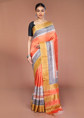 Multicolor Tussar Silk Saree With Blouse Piece