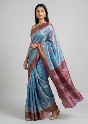 Multicolor Tussar Silk Saree With Blouse Piece