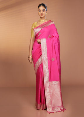 Pink Dupion Silk Saree With Blouse Piece