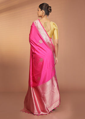 Pink Dupion Silk Saree With Blouse Piece