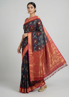 Green Dupion Silk Saree With Blouse Piece