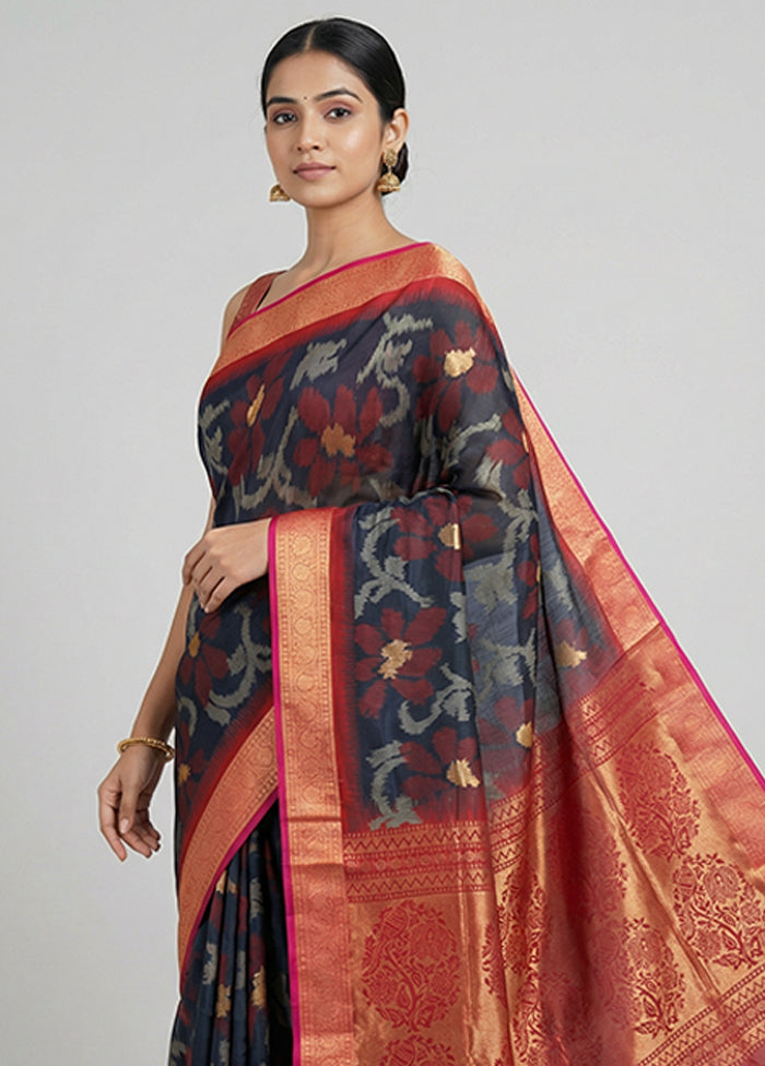 Green Dupion Silk Saree With Blouse Piece