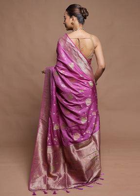 Purple Dupion Silk Saree With Blouse Piece