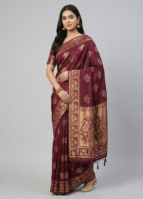 Purple Dupion Silk Saree With Blouse Piece