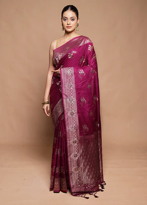 Pink Dupion Silk Saree With Blouse Piece