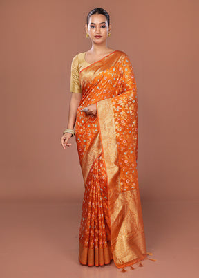 Orange Organza Saree With Blouse Piece