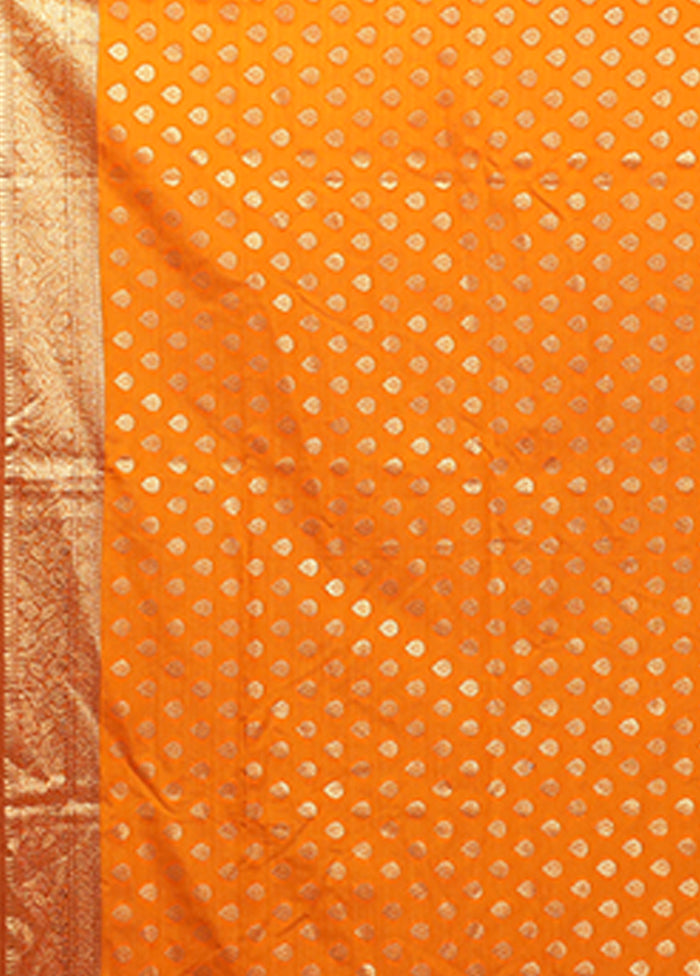 Orange Organza Saree With Blouse Piece