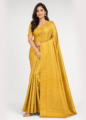 Cream Kanjivaram Silk Saree With Blouse Piece