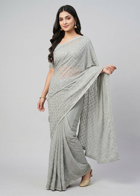 Green Chiffon Silk Saree With Blouse Piece