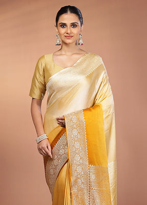 Yellow Handloom Katan Pure Silk Saree With Blouse Piece
