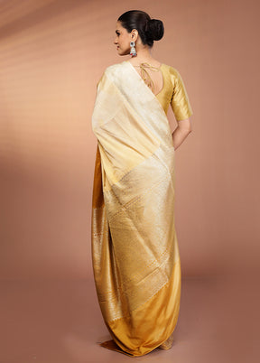 Yellow Handloom Katan Pure Silk Saree With Blouse Piece