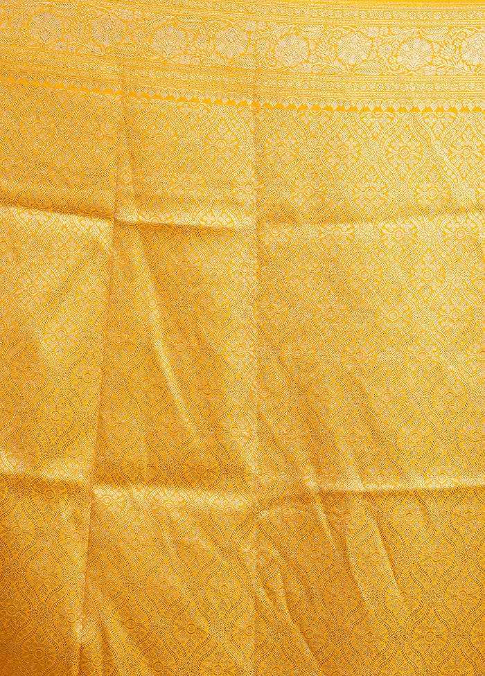 Yellow Handloom Katan Pure Silk Saree With Blouse Piece