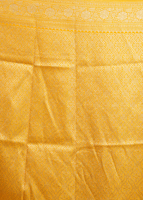 Yellow Handloom Katan Pure Silk Saree With Blouse Piece