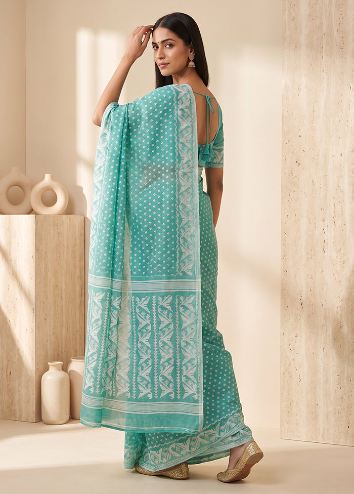 Green Jamdani Cotton Saree Without Blouse Piece