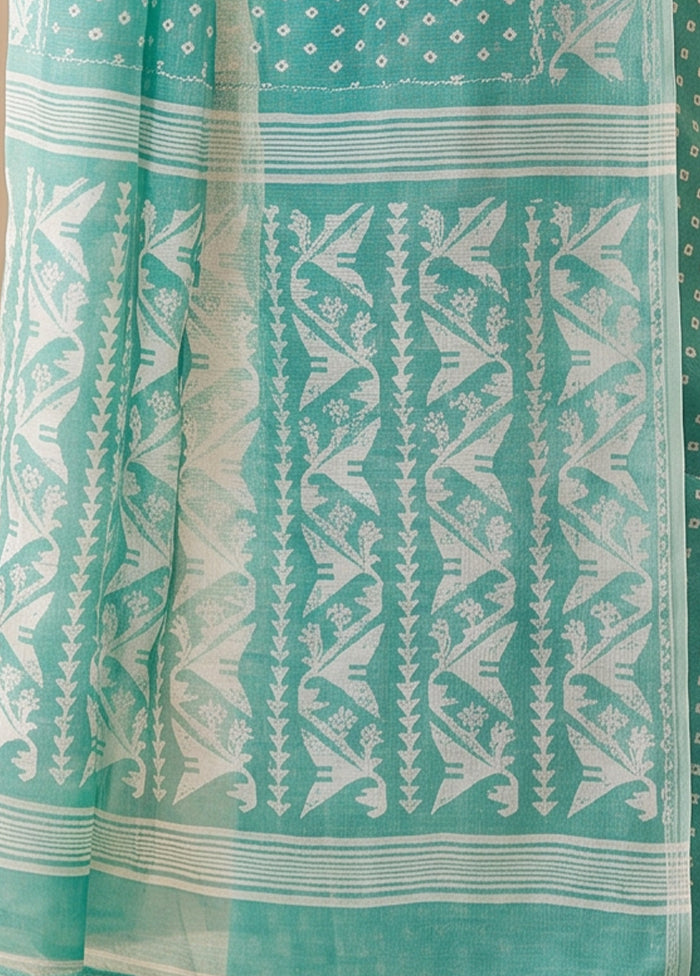 Green Jamdani Cotton Saree Without Blouse Piece