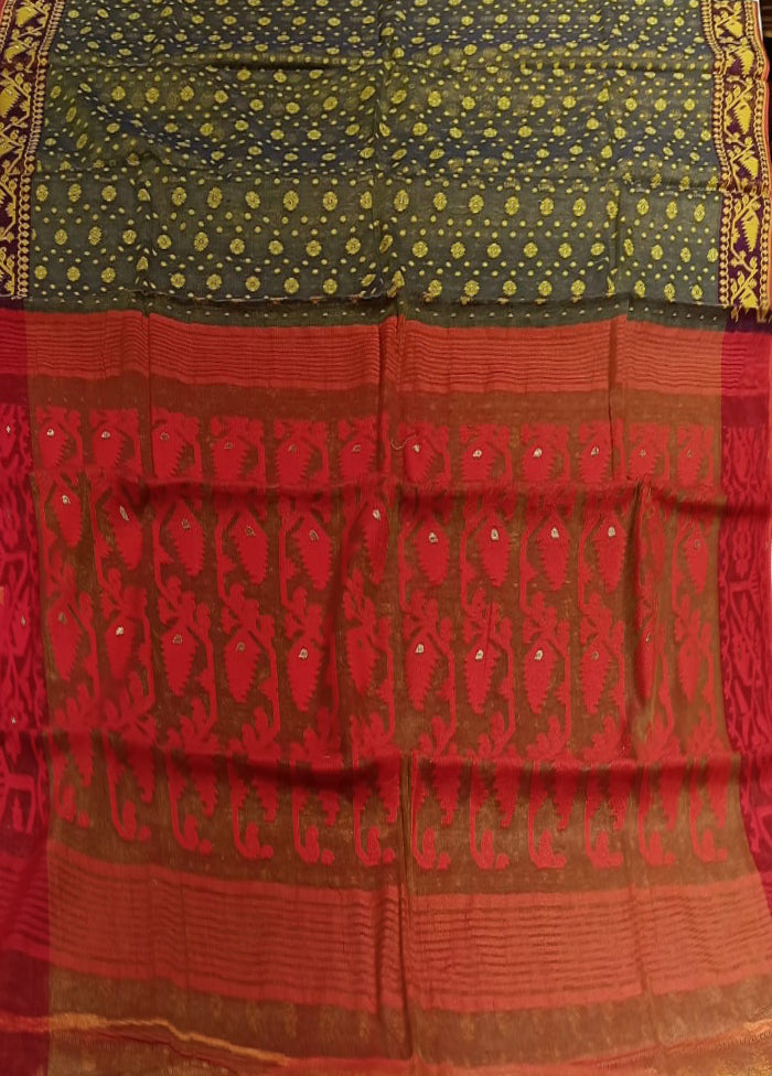 Cream Jamdani Cotton Saree Without Blouse Piece
