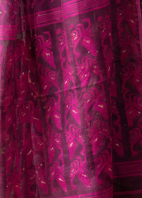 Purple Jamdani Cotton Saree Without Blouse Piece