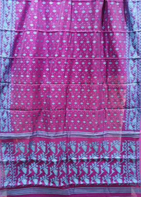 Purple Jamdani Cotton Saree Without Blouse Piece